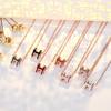 Rose Gold H Letter Enamel Pendant Necklace