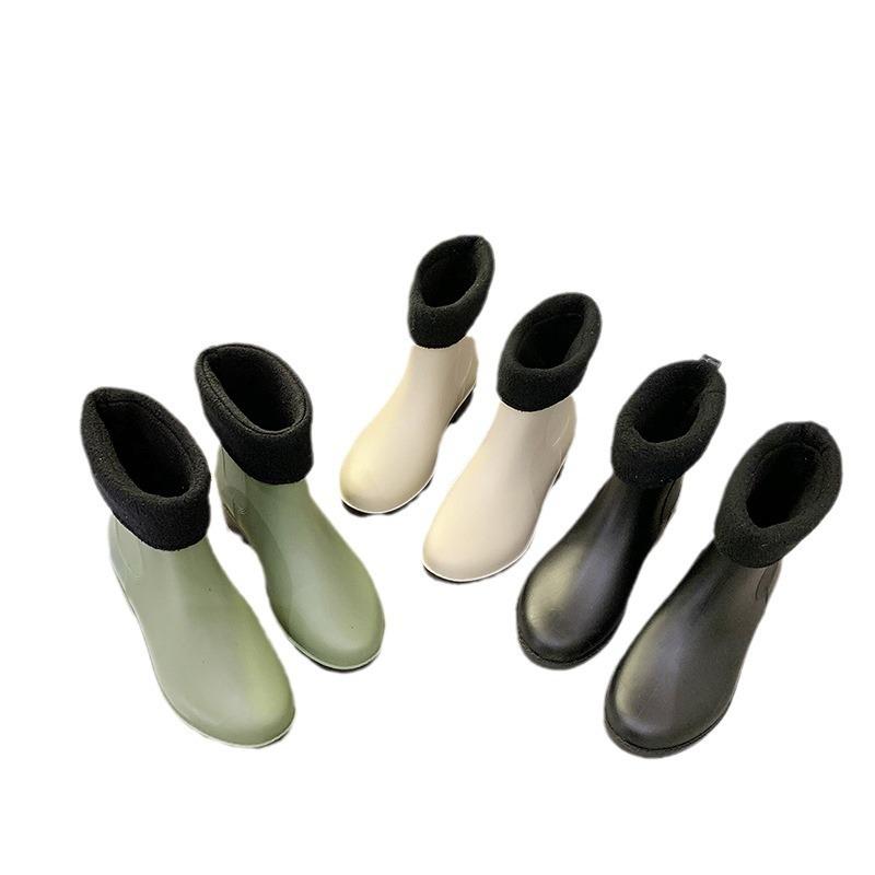 Four Seasons Rain Shoes Women's Chelsea Rain Boots Short Non-slip Waterproof Shoes Fashion Martin Boots Low Heel Casual Adult Rain Boots