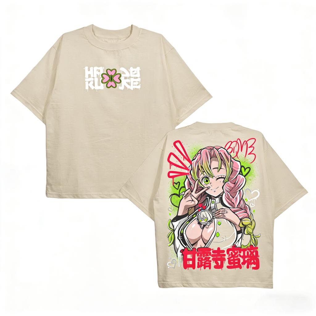 Demon Slayer Mitsuri Kanroji Graphic Unisex TShirt Oversized 100 Cotton Unisex ONeck Short Popular Streetwear Sleeve Y2k Tee