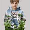 Детская одежда Толстовки с капюшоном для мальчиков с длинным рукавом Креативный 3D принт с котом Детская одежда на весну и осень Повседневная модная одежда для девочек