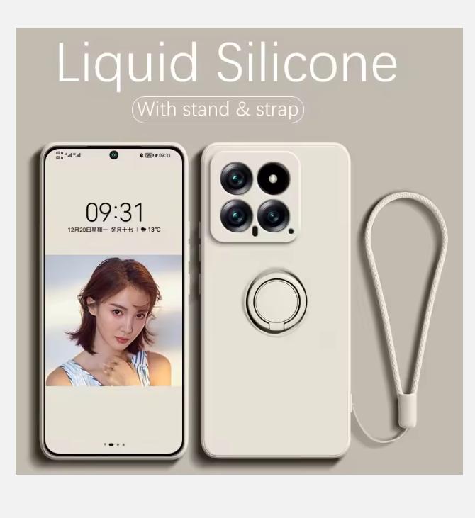 Для xiaom mijia Жидкий силиконовый чехол для Xiaomi Mi 14T 13T 12T 11T 10T Pro 11 Lite Funda для Mi 15 14 13 10 12 Pro Чехол с кольцом-держателем и ремешком