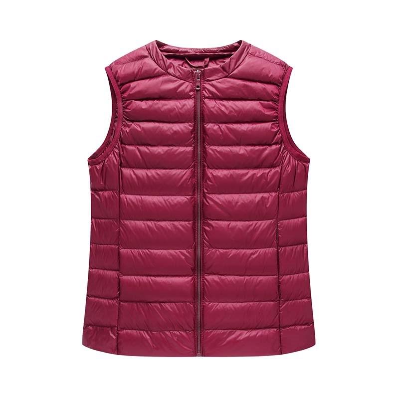 Women's Winter Lightweight Cropped O Neck Sleevelees Solid Color Plus Size Liner Tank Top Down Vest M-3XL