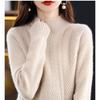 Pure Cashmere Sweater Pullover Women Autumn and Winter Half High Collar Solid Casual Long Sleeve Knitting Bottoming Sweater Top