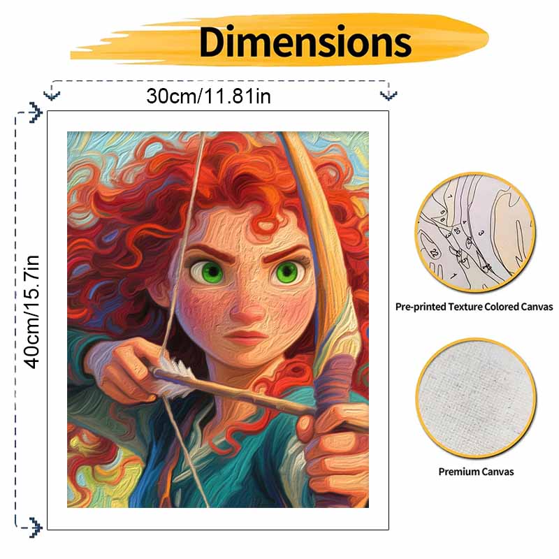 Disney Princess Merida Digital Oil Painting Art Kit Hand Painted Home Decor
