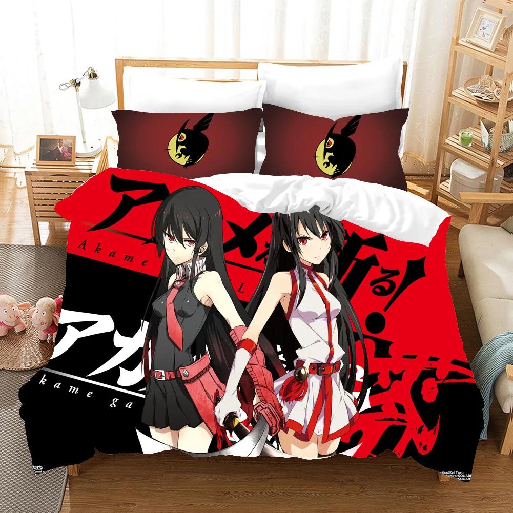 3D Печатный Аниме Akame Ga KILL Комплект Постельного Белья Пододеяльник Покрывало для Спальни Односпальное Двуспальное King Size Покрывало для Одеяла Домашний Текстиль