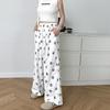 Dog Footprint Wide Leg Pants Women's Spring and Summer Long Pants Loose Casual Straight Pants High Waist White Yamamoto Pants