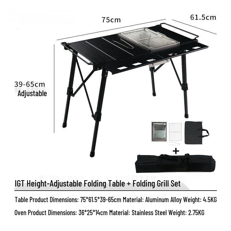 Portable Height-Adjustable IGT Camping Table