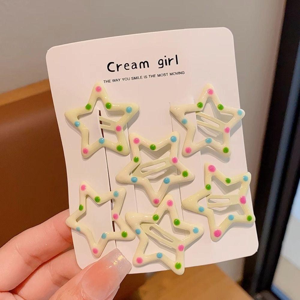 6 шт./набор Милые цвета Детские заколки для волос для девочек Блестящие звезды Женские заколки для волос Новые Детские Сладкие заколки