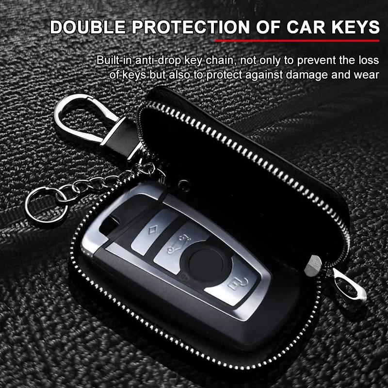 BAAR1 Car Sticker 2026 1Pcs Leather Emblem Car Key Case Keychain Zipper Key Case Bag For BMW M M3 M5 M6 M2 E46 E90 E60 F10 F30 E39 E36