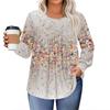 Womens Plus Size Tops Long Sleeve Shirts Round Neck Flowy Tunic Casual Loose Blouse L-5X