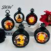Retro Pocket Watch Lantern Halloween Pumpkin Lantern, LED Electronic Candle Light, Vintage Spooky Silhouette Decor Handheld Decorative Lamp