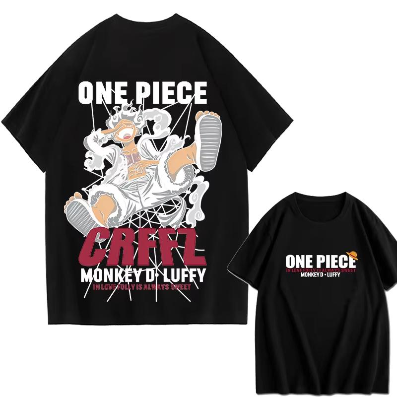 2026 новая хлопковая футболка с принтом Манки Д. Луффи из One Piece, свободная, с короткими рукавами, для летней моды Хлопок