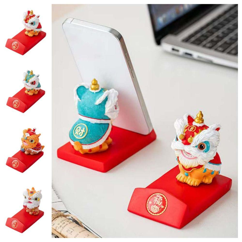 Year of The Horse Lion Dance Ornaments Lion Dance Mobile Phone Stand  Spring Festival