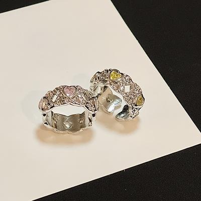 Кольцо с цветным цирконом и неровной текстурой, женское, индивидуальное, высококачественное, в холодном стиле, нишевый дизайн, открытое кольцо