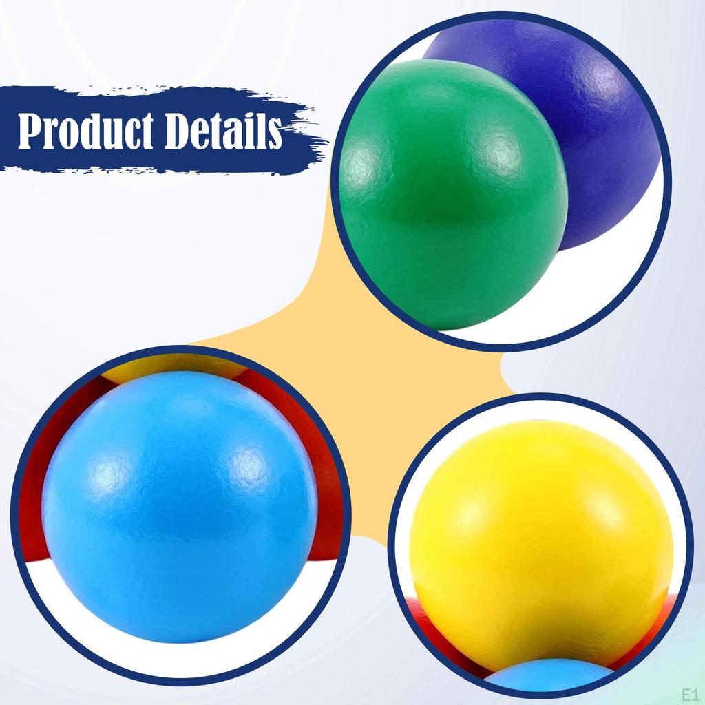 6 Colorful Rainbow Wooden Beads, 4.5 Cm (1.77 Inches), for Learning And Recognizing Colors. Ideal As