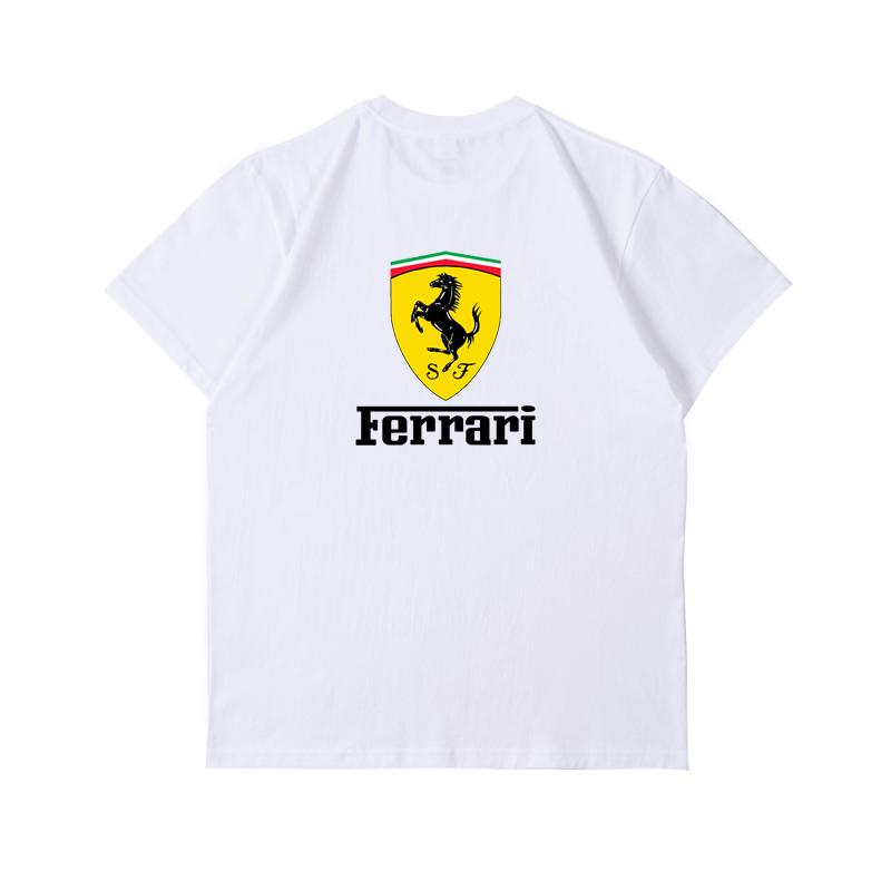 Парные Оверсайз Футболки Ferrari F1 Racing Классический Принт Короткий Рукав Мотоспорт Повседневная Уличная Одежда