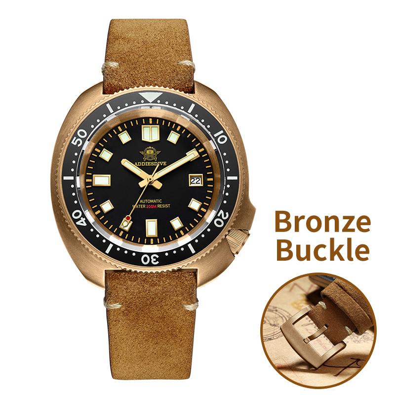ADDIESDIVE AD2104-8215 Reloj Hombre CUSN8 Solid Bronze 20Bar Waterproof Automatic Mechanical Watch Sapphire Glass Wristwatches