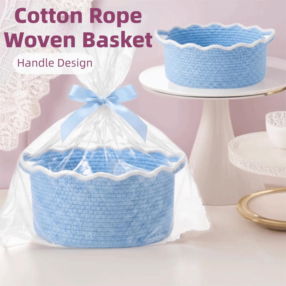 With Handles Cotton Rope Woven Basket Oval Sundries Storage Organizer Laundry Hamper  Nursery