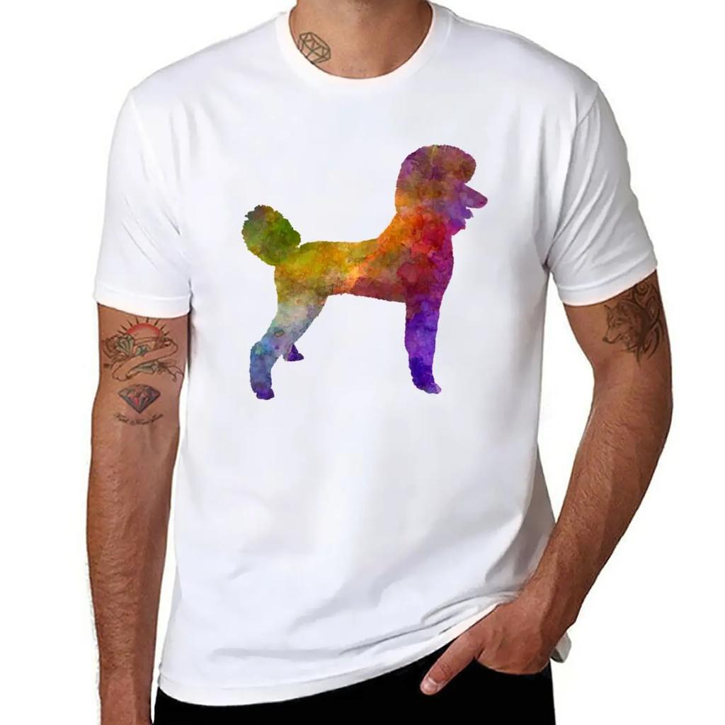 Poodle 01 in watercolor T-Shirt oversizeds summer clothes tees boys whites Men's t-shirts