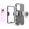 Xiaomi 13 Lite Ring Armor Case - Rugged Black Cover with Magnetic Ring Holder
