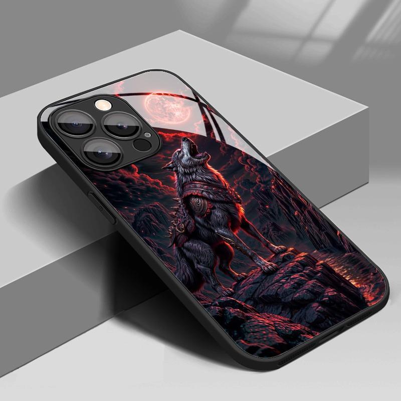 Закаленное стекло для телефона 'Кроваво-красный Король-волк' для iPhone 18 Pro Max 11 12 13 14 15 16 17 Pro 17 Air 7 8 Plus XS X XR Чехол