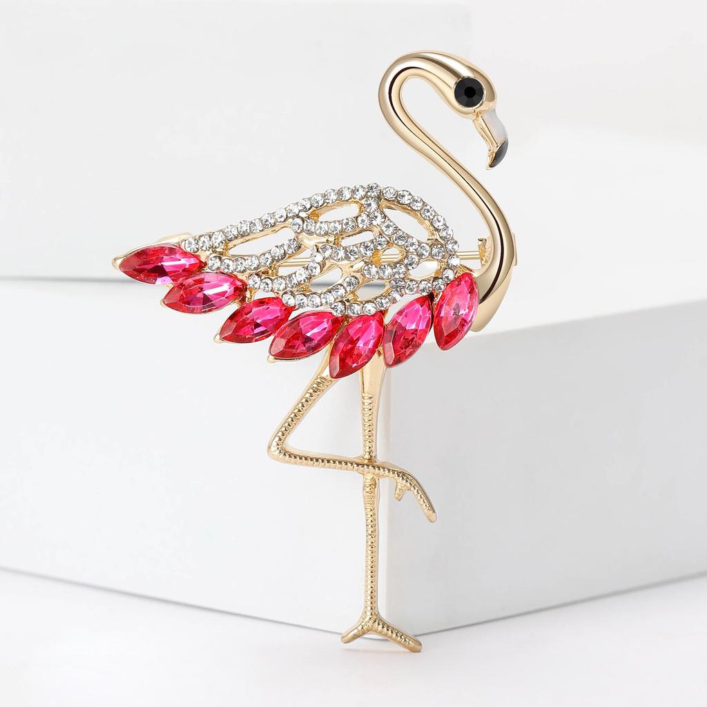 Модная брошь фламинго со стразами, нишевая, высокого класса, женский костюм, ювелирные изделия, корсаж с булавкой