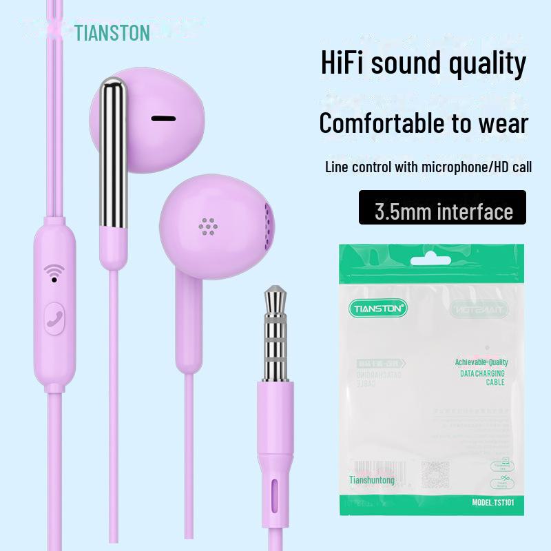 In-Ear Wired Earphones with Mic, 3.5mm, Compatible with Vivo, Huawei, Oppo, Apple