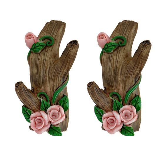 1 Pair Wall Art Hooks Key Hanger Decorative Hooks with Adhesive Resin Flowers And Tree