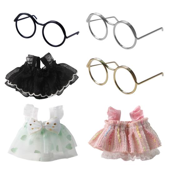 1 Set Cute Hamster Costumes Mini Princess Dress And Metal Round Glasses Chipmunk Dress Up Outfit for Small Pets Daily Wear