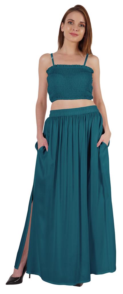 Bimba Летняя одежда для вечеринок Сексуальное платье из 2 предметов для женщин: укороченный топ и длинная юбка, комплект W