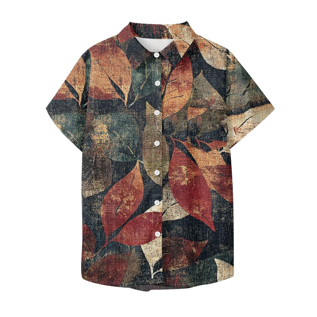 Женская рубашка с короткими рукавами, повседневный модный топ на пуговицах с принтом, кардиган с нагрудным карманом