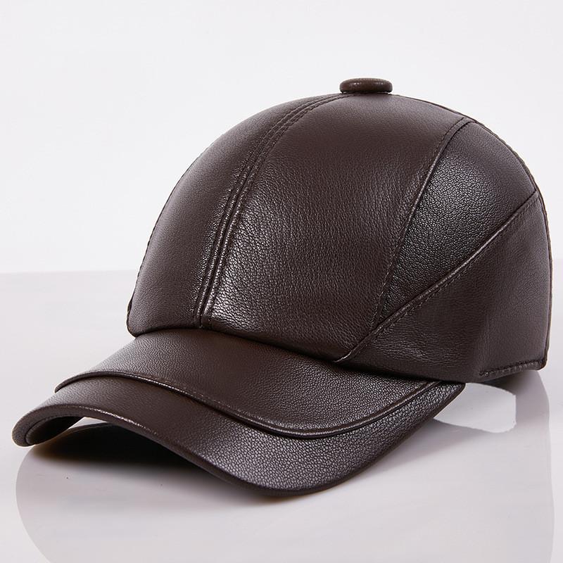 Бейсболка повседневная модная шляпа осень и зима плюс бархатная кепка кожаная бейсболка для мужчин