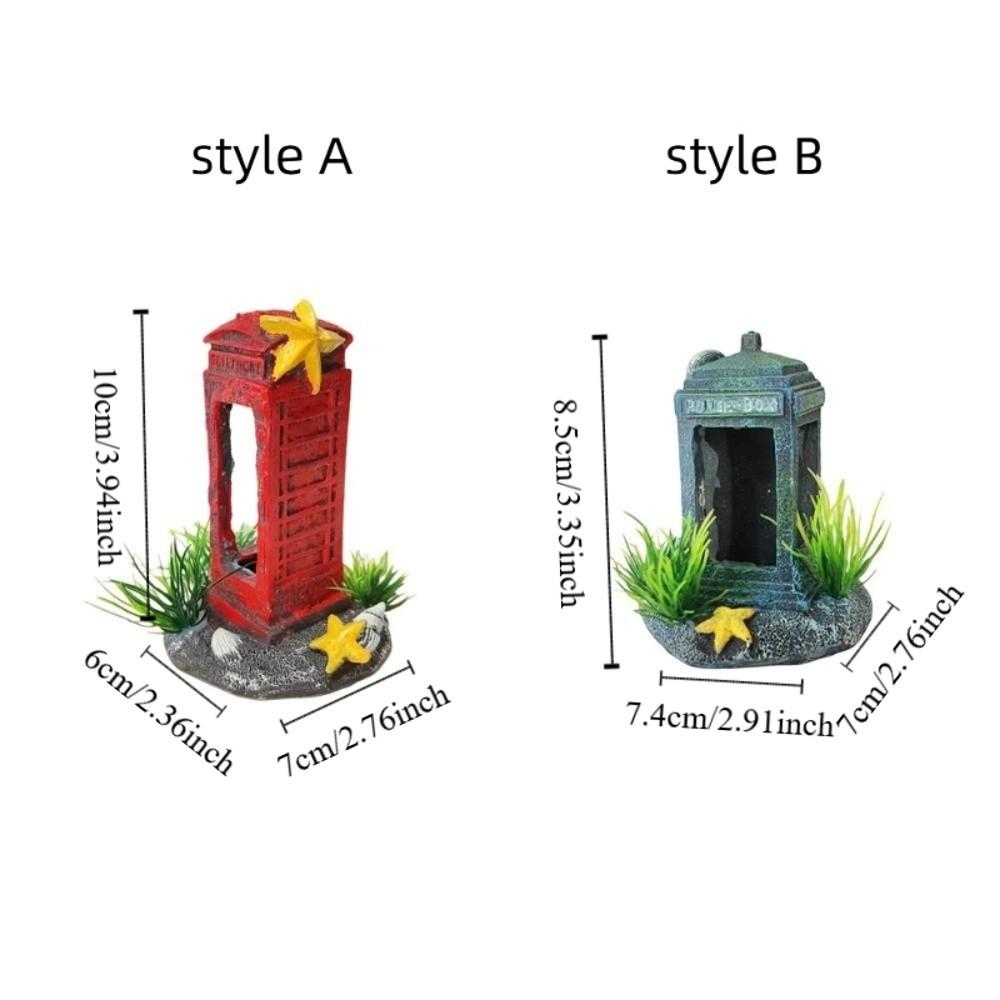 Simulation Fish Tank Decoration Resin Telephone Booth Decoration Home Aquarium