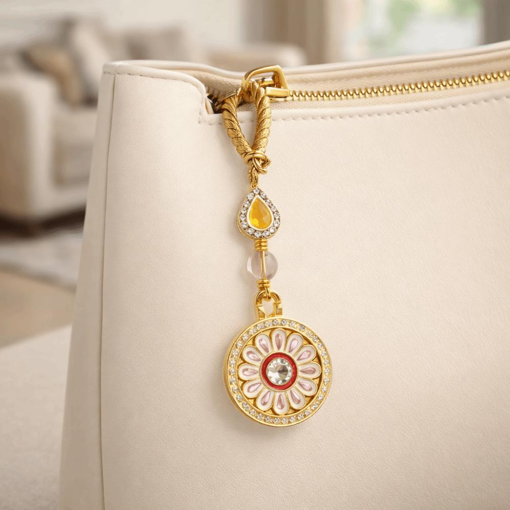 Metal Sunflower Keychain Rotatable Zodiac Key Ring Backpack Pendant New Year Pendant  Car Keychain