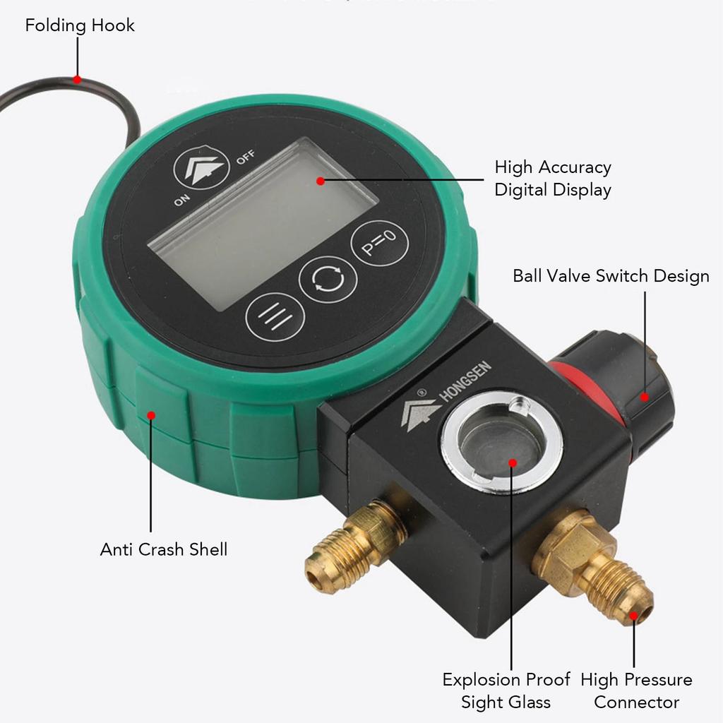HVAC Vacuum Gauge Tester Power Saving Overpressure Alarm Digital HVAC Gauge Timed Shutdown for Air Conditioning Fluoridation