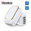 VAORLO 4-Port 4.4A(Max) 22W EU USB Charger Adapter LED Lamp Auto-ID Portable Phone Travel Wall Charger for iPhone Samsung