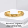 Gold Color Adjustable Shapes of Braided Rope Bangle Stainless Steel Bohemian Style Bracelet for Women Fashion Jewelry Gift