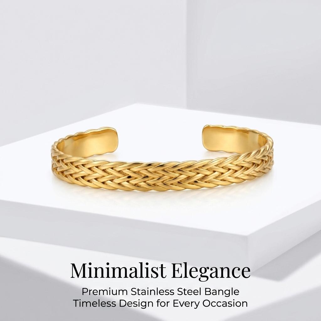 Gold Color Adjustable Shapes of Braided Rope Bangle Stainless Steel Bohemian Style Bracelet for Women Fashion Jewelry Gift