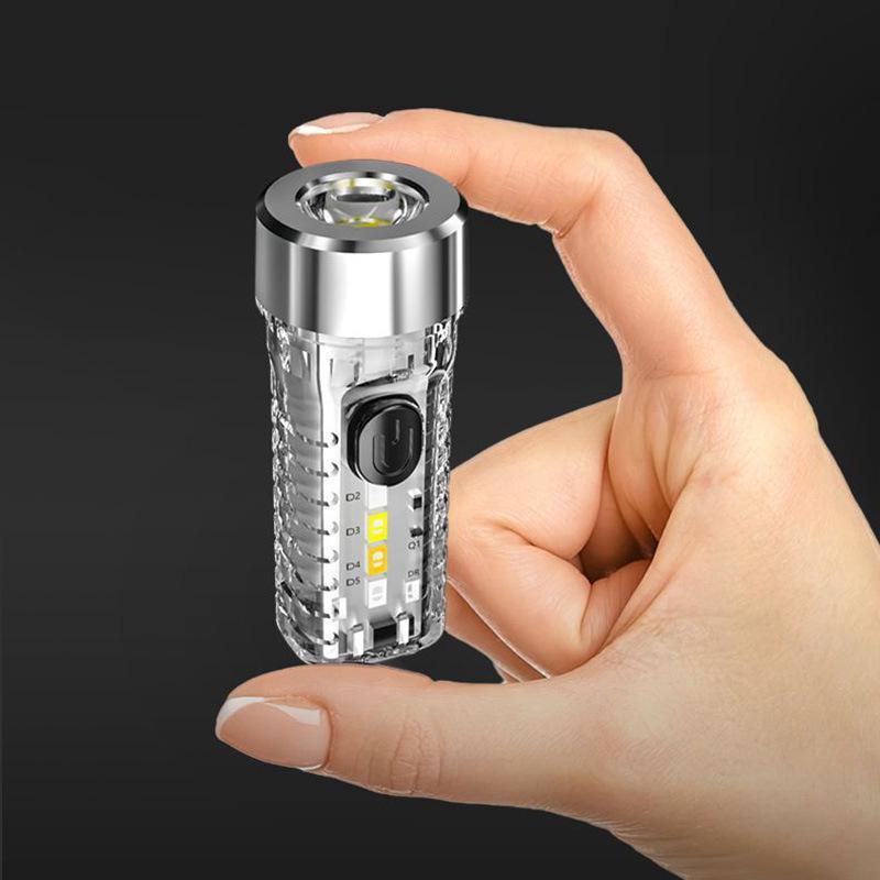 Многофункциональный перезаряжаемый миниатюрный брелок-светильник USB C светодиодный фонарь с магнитом УФ-портативный льняной фонарь для кемпинга