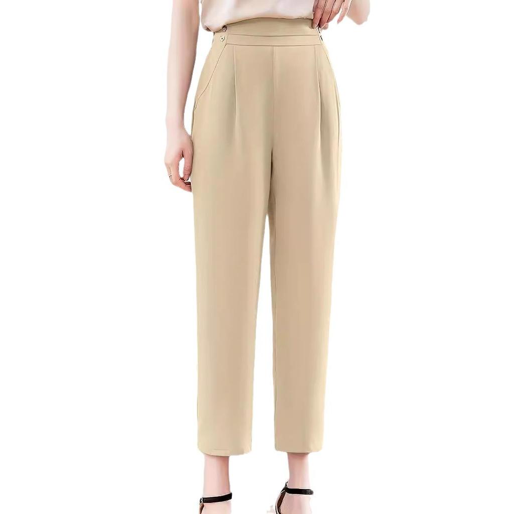 Летние женские брюки больших размеров с эластичной талией, повседневные, однотонные, эластичные, на щиколотке, брюки Nine Tenths