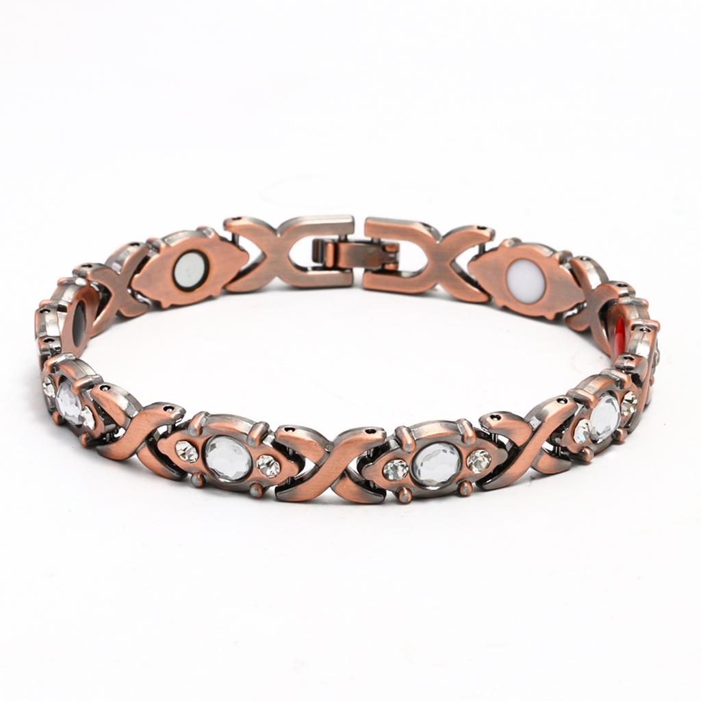 Ladies Detachable Energy Magnetic Bracelet Eco Friendly Rhinestone Adjustable Bangle
