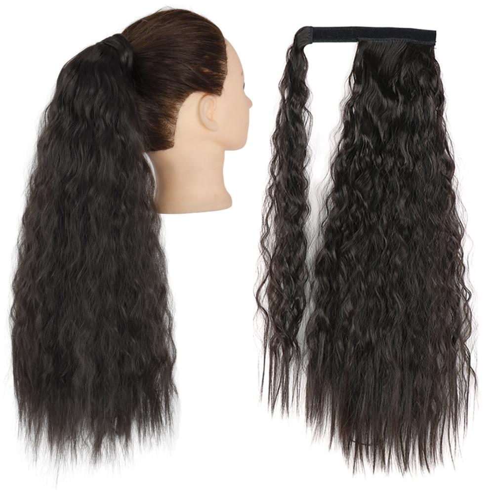 Synthetic Corn Wavy Long Ponytail Hairpiece Wrap On Clip Hair Extensions Ombre Brown Pony Tail Blonde Fack Hair