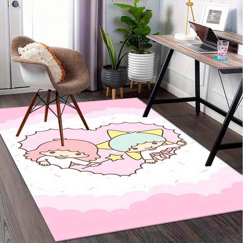 Office Rug Little Twin Stars, Anime Characters Anti-Slip Rug, Machine Washable for Living Room, Bedroom, Office, Multiple Sizes, Bedroom Mat, Decorati