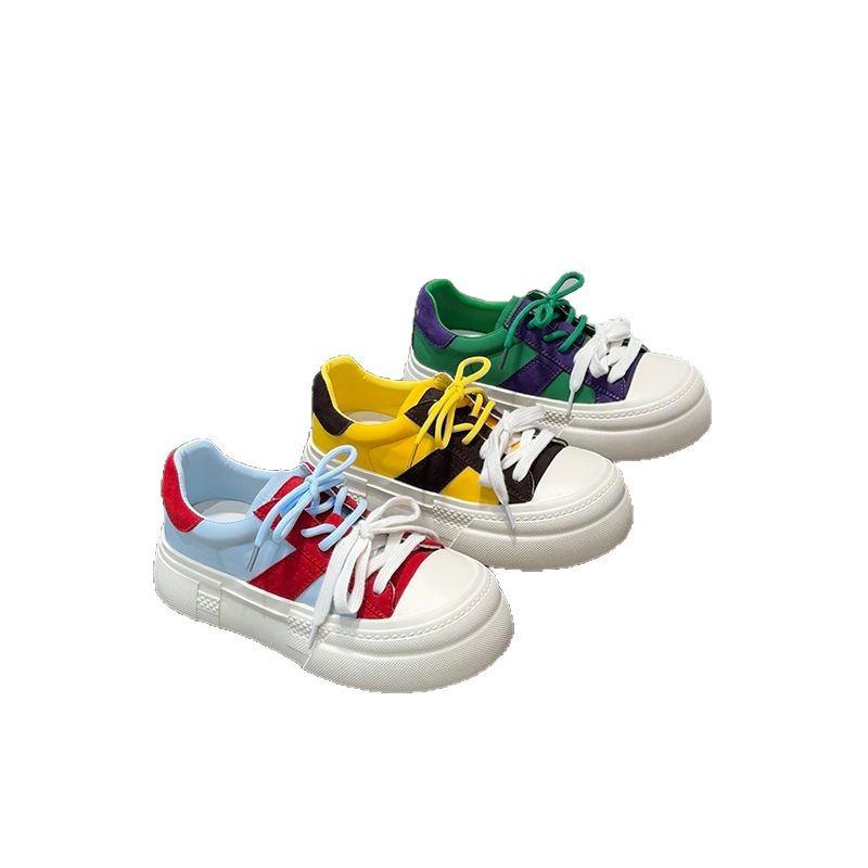 Уродливые милые туфли на толстой подошве в ретро-расцветке, женские 2025 новые, с небольшой прибавкой роста, повседневные спортивные туфли на платформе