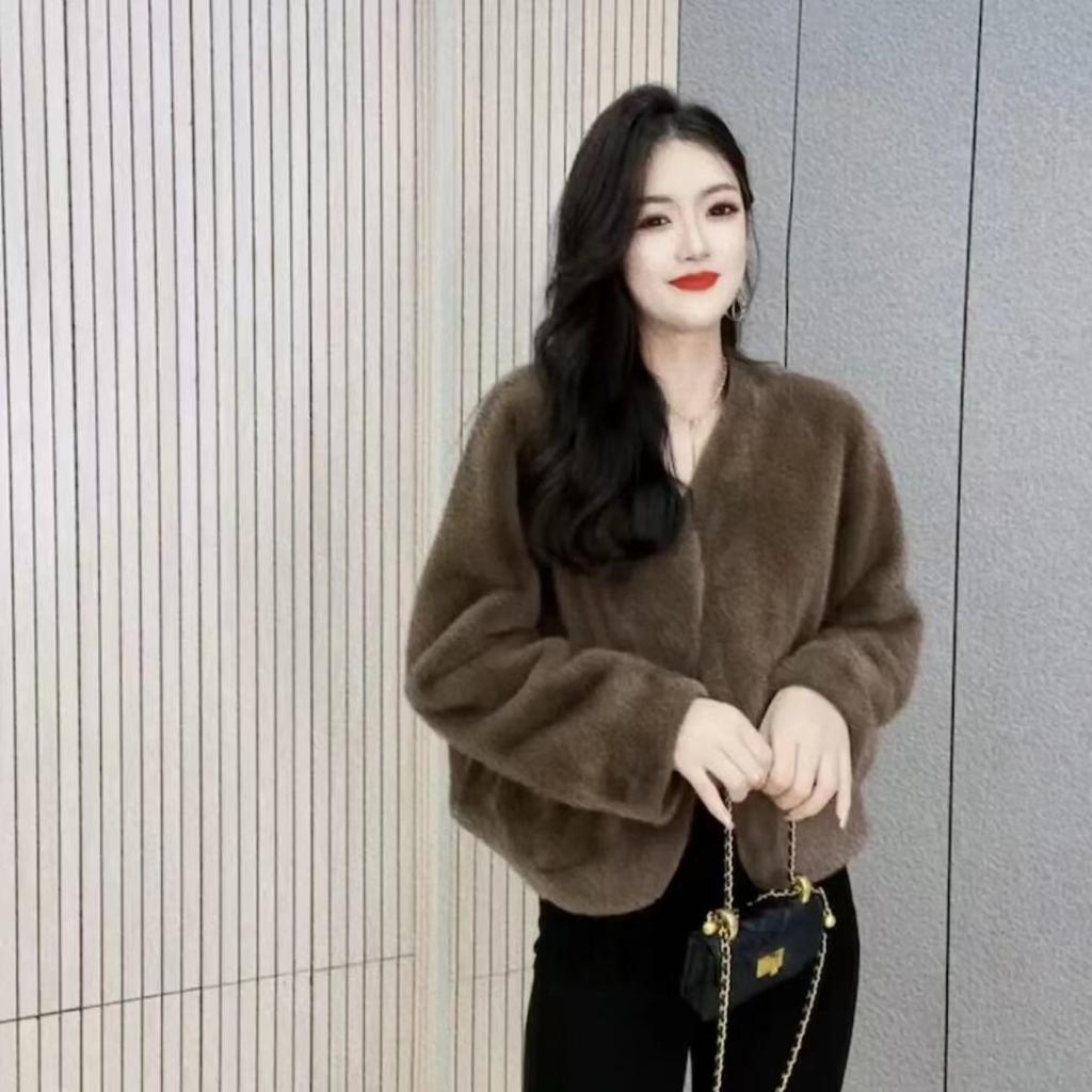 Осень-зима Пальто из искусственного меха Женское флисовое пальто из норки Короткое пальто