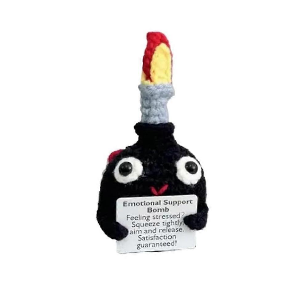Crochet F-Bomb, Emotional Support Bomb with Positive Card,Positive Knitting Doll