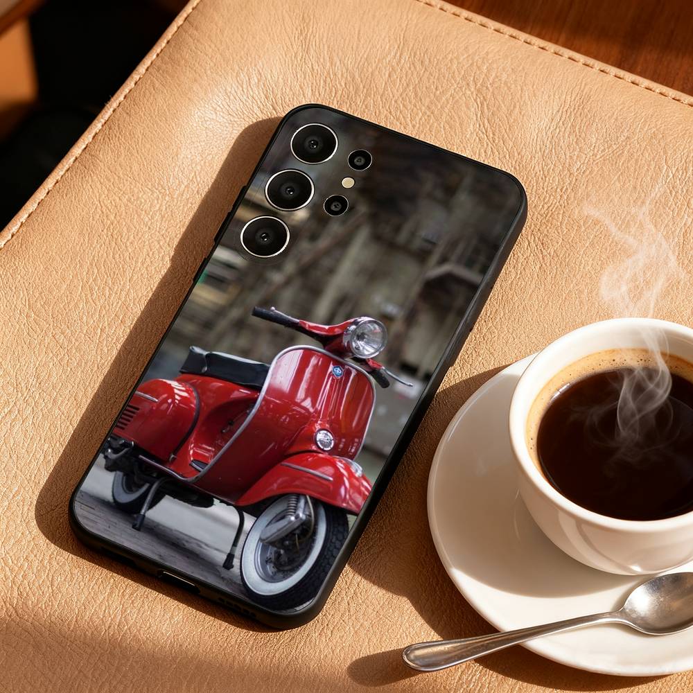 V-Vintage M-Moto Phone Case For Samsung S26,S25,24,23,22,30,21,10,9,Ultra,Plus,Lite,FE Soft Black Case
