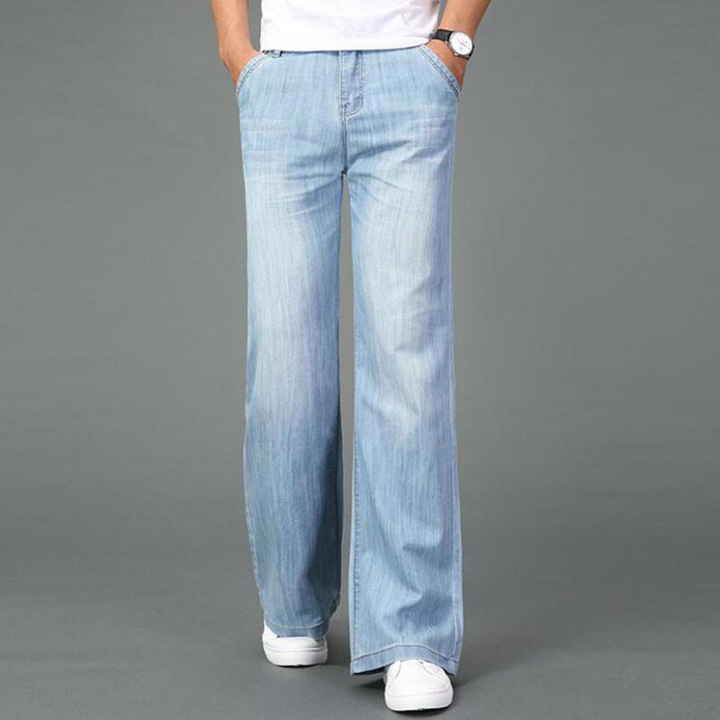 Мужские расклешенные джинсы Boot Cut Leg Flared Loose Fit High Waist Denim Jeans
