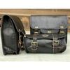 Bags 3 Side Pouch Panniers( Waxed Bull Hide Black Leather) Motorcycle Saddle