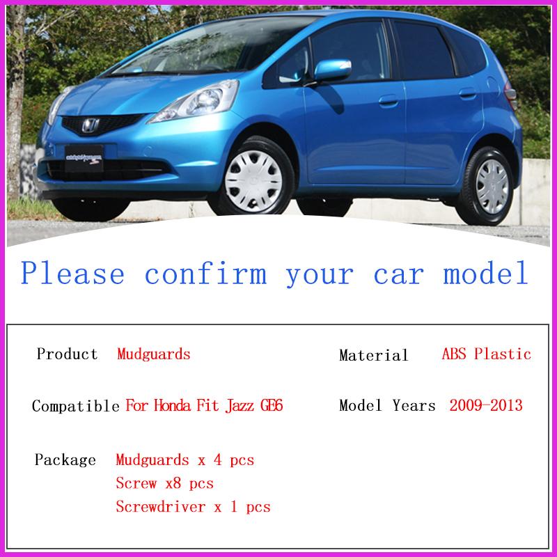 Car Fenders for Honda Fit Jazz GE6 2009~2013 2011 2012 Mudguards Splash Guard Rear Wheel Protecti Auto Exterior Parts Accessorie